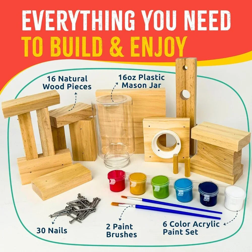 New DIY Wood Building Kit STEM Woodworking Toy for Kids Candy Gumball Dispenser